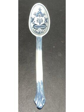 Vintage Meissen Porcelain Serving Spoon Sauce Germany Blue Onion Hand Painted